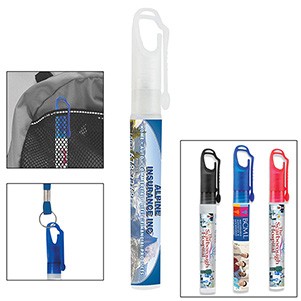 "SprayClip" 10 ml. Antibacterial Hand Sanitizer Spray Pump Bottle with Carabiner Clip Cap(PhotoImage
