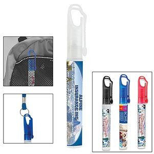 "SprayClip" 10 ml. Antibacterial Hand Sanitizer Spray Pump Bottle with Carabiner Clip Cap (OVERSEAS